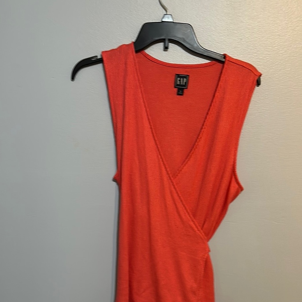 GAP Orange Red Sleeveless Wrap Tank Top